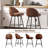 Swivel Bar Stools Set Of 3, Counter Height Bar Stools With Back & Metal Legs-Brown-1869018971