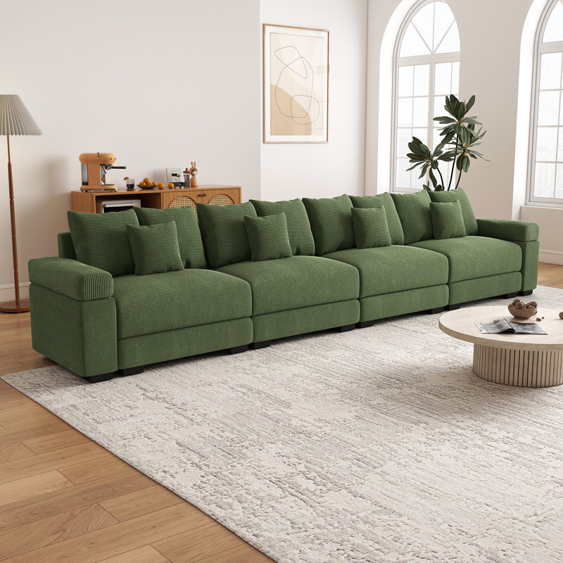 168" Modular Sectional Sofa, Green Corduroy