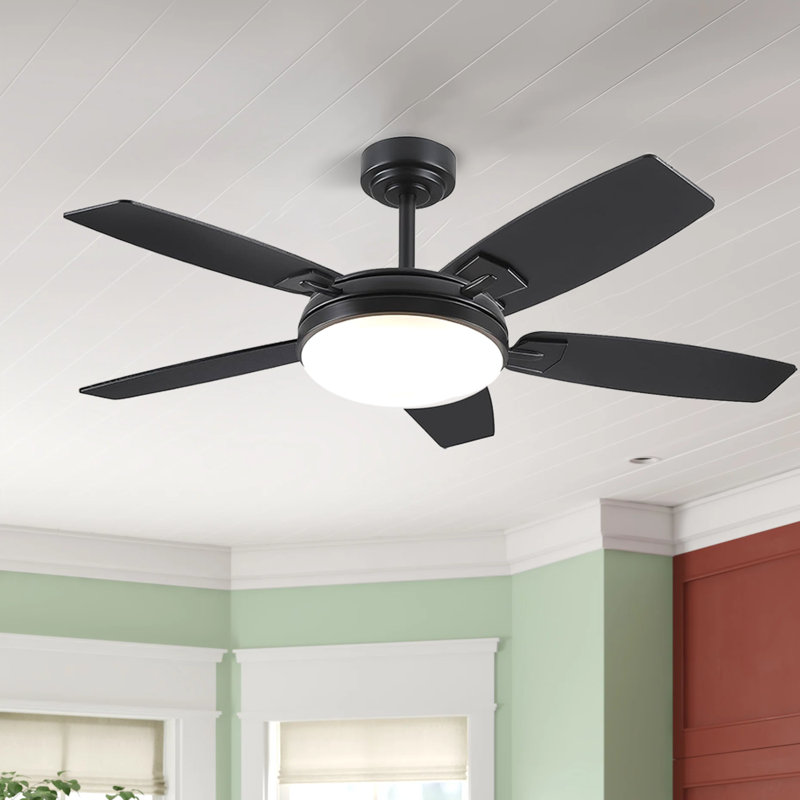 Ventilateurs de plafond 52 pales 52 pouces avec lumières et télécommande, Noir / brun