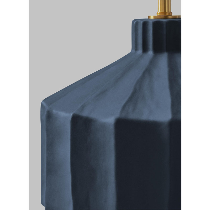 Leesa Ceramic Table Lamp, Matte Blue, 16.5" H x 15" W x 15" D