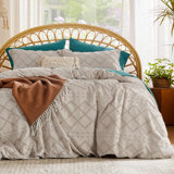 Bedsure  3 Pieces Embroidery Shabby Chic Home Bedding Duvet Cover