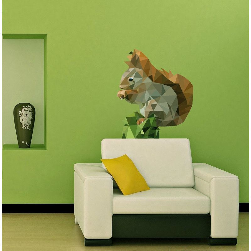 Décalcomanie murale polygonal écureuil, H 33 po x l 39 po, Beige / orange