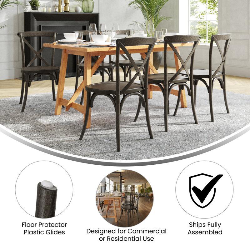 Arquit Stackable Cross-Back Wooden Bistro Chair, Mahogany, 2