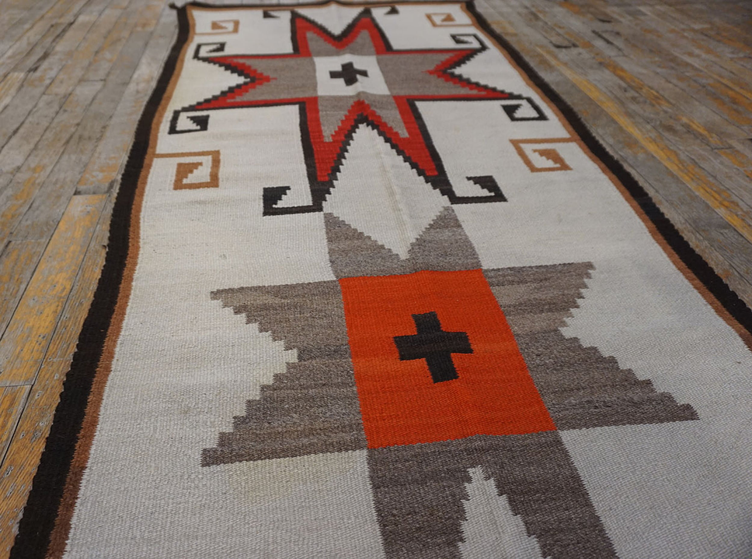 White Native Rugs The New England Collection Antique Geometric Native American Wool Flat ...