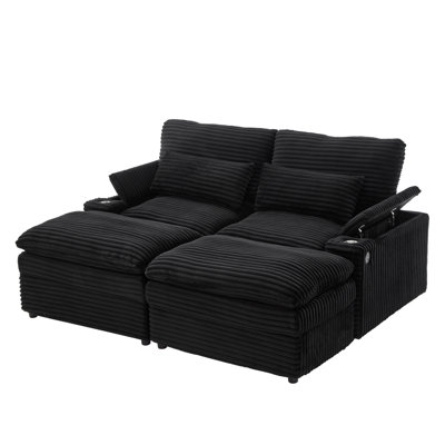 Pacheco Grey Upholstered Sleeper Sectional Chaise Sofa