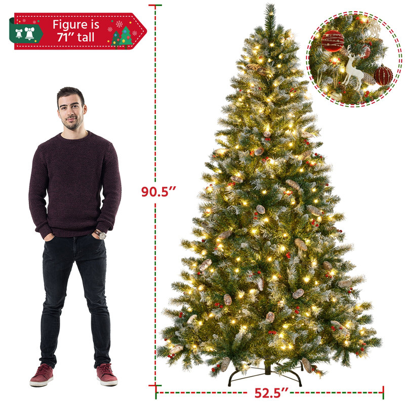 Sapin de Noël artificiel givré 7,5 pi avec 500 lumières Kaylisa , 7'5"