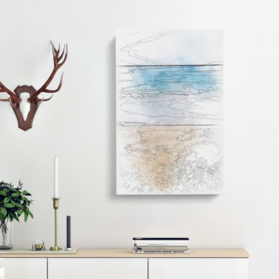 Upon a Beach in Tarragona Spain - Wrapped Canvas Drawing - Wrapped Canvas