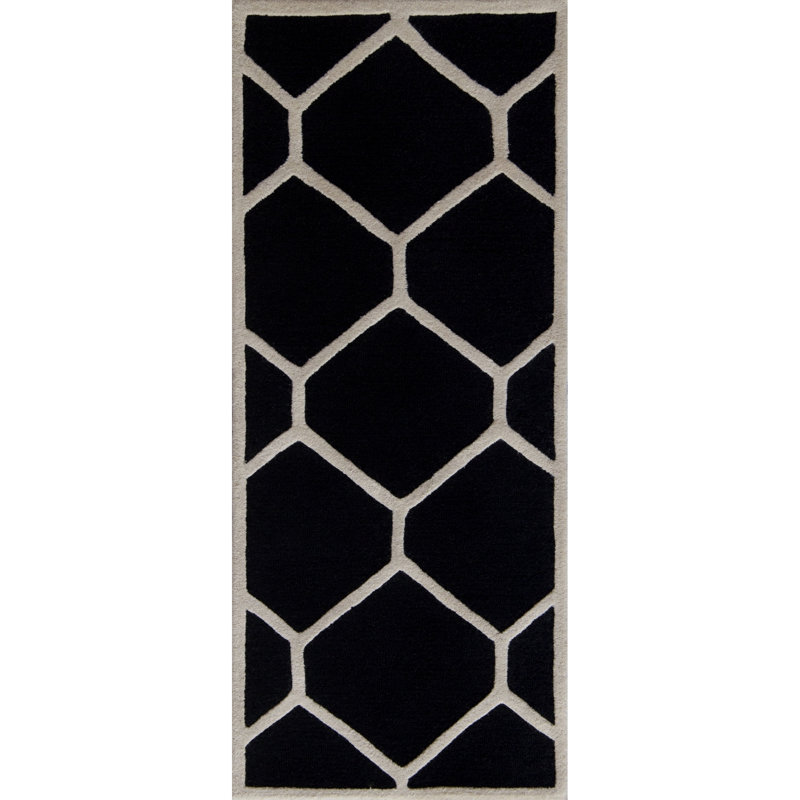Deedgra Hand Tufted Wool Geometric Rug, Runner 2'6" x 6'