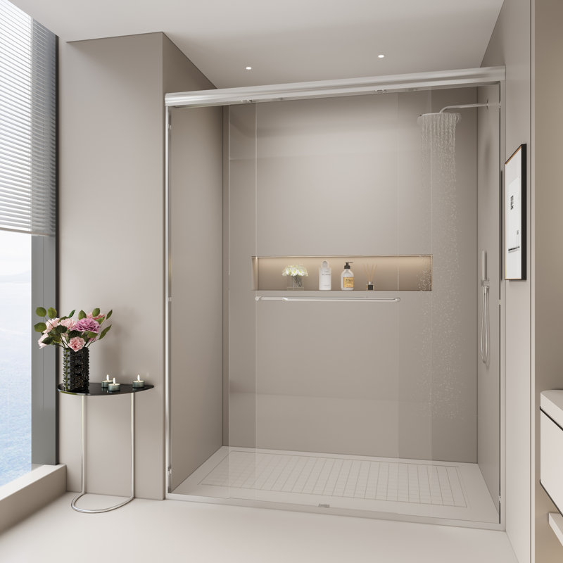 Double porte de douche coulissante, Chrome