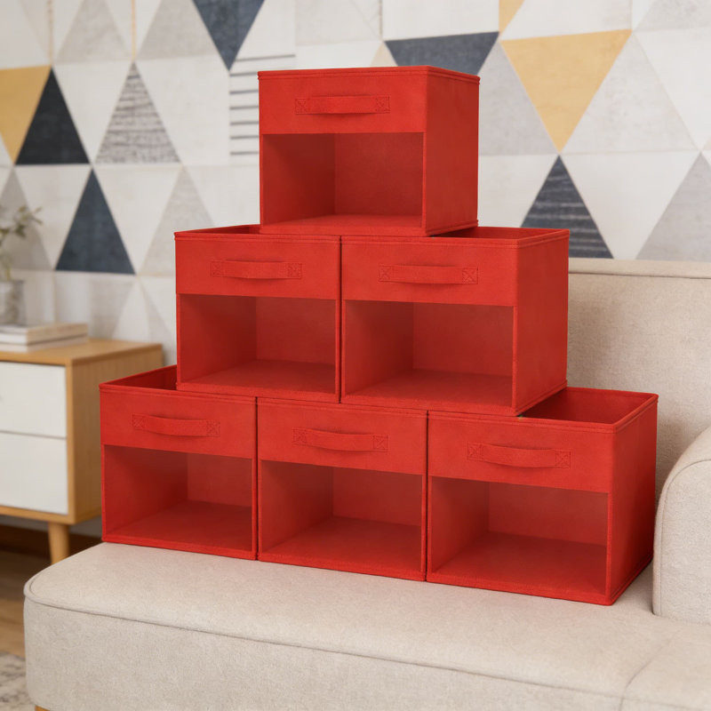 Ensemble de 6 cubes de rangement pliables avec fenêtre et poignées transparentes - Organisateurs de rangement pour vêtements, jouets, livres et rangement