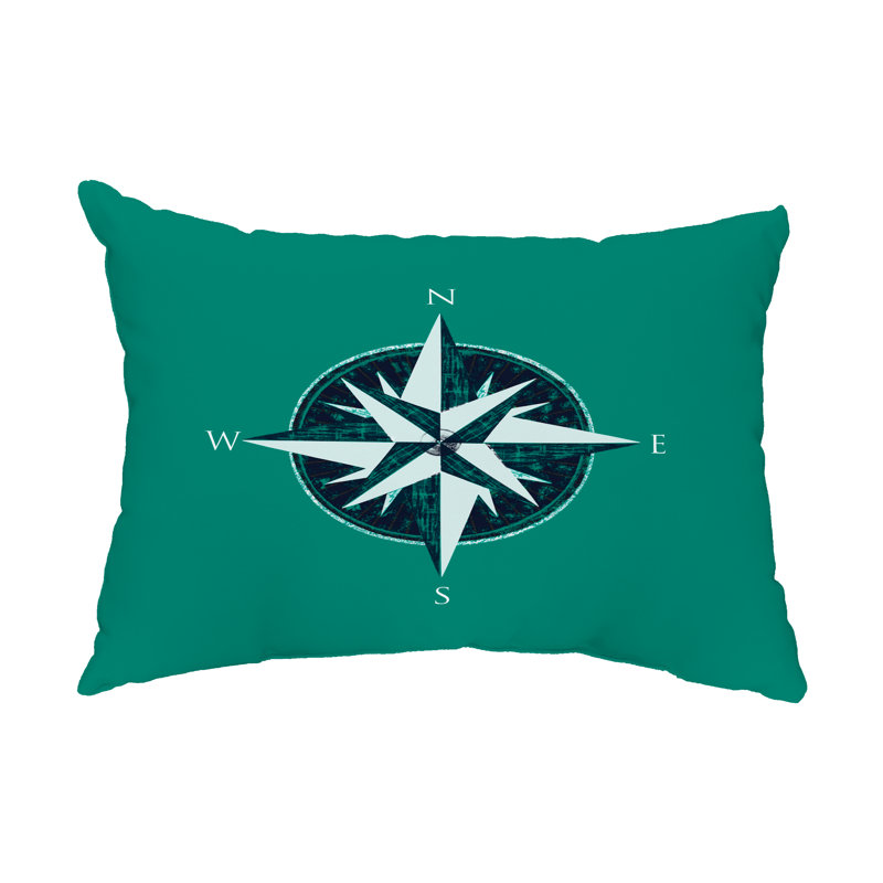 Compass Outdoor Reversible Throw Pillow, Green