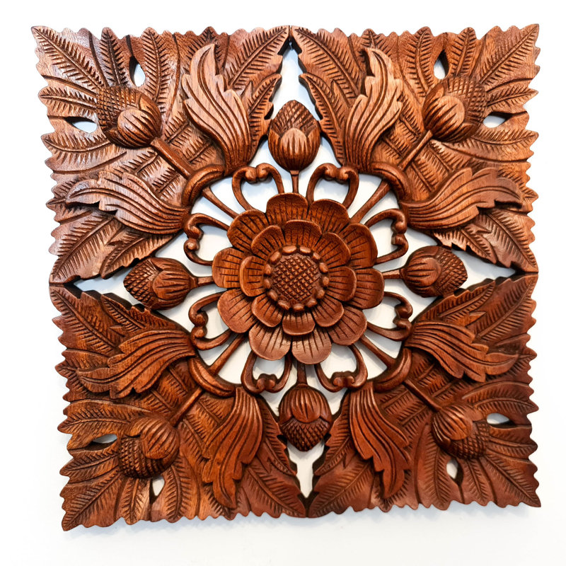 Lotus Handmade Plants & Flowers Wall Decor on Solid Wood