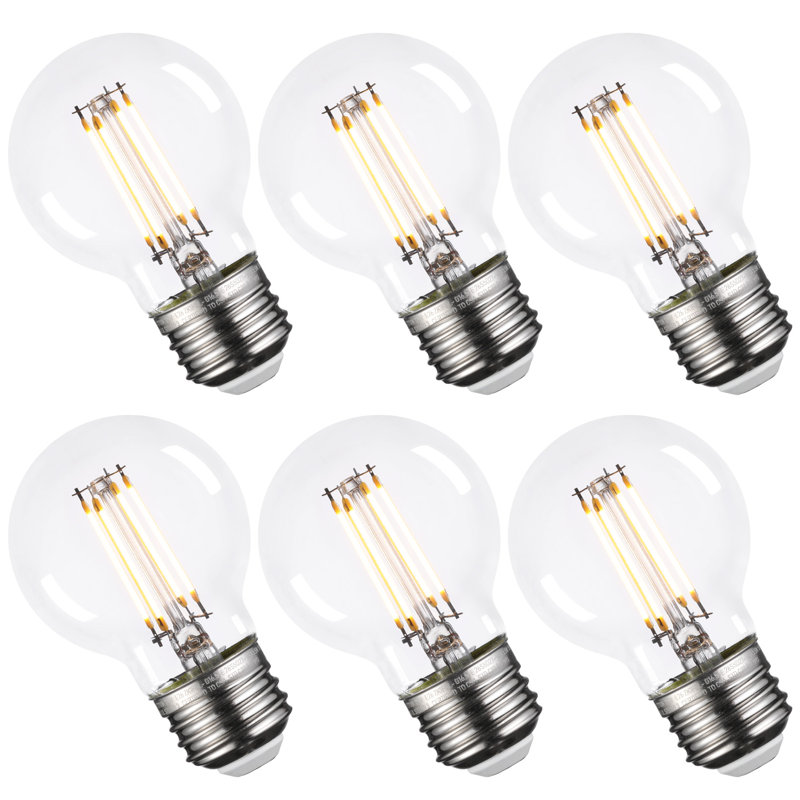 Ampoules DEL G16.5 5,5 W (équivalent 60 W), ampoules rondes à intensité variable pour salle de bain, verre transparent 2700 K, 500 lm, culot E26