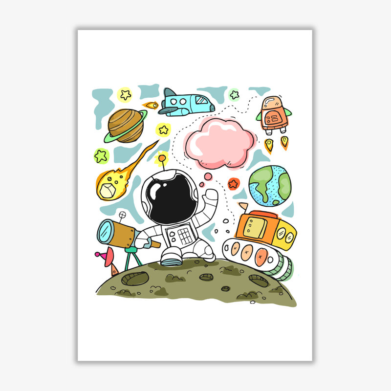 Space Illustration - Print, 60 cm H x 42 cm W x 1 cm D, No Frame