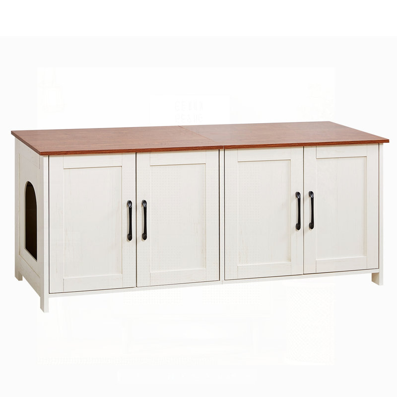 Enceinte de litière spacieuse multi-chats, armoire cachée de 47,2 po avec 4 portes et 2 entrées, idéale pour les toilettes et les meubles d'intérieur