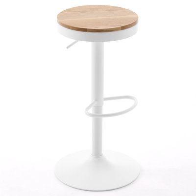Jaina 15.2" W Solid Wood Swivel Adjustable Height Bar Stool