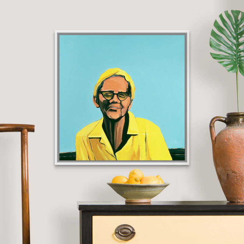 «Cuban Portrait» par Marjorie Weiss, reproduction sur toile, H 26 po x l 26 po x P 1,75 po, Cadre blanc