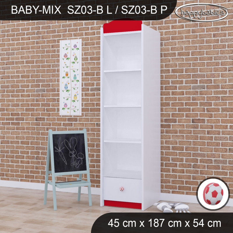 Baby Mix Ball 1 Door Wardrobe, Red