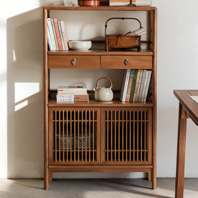 Buffet décoratif rétro en bois de noyer massif