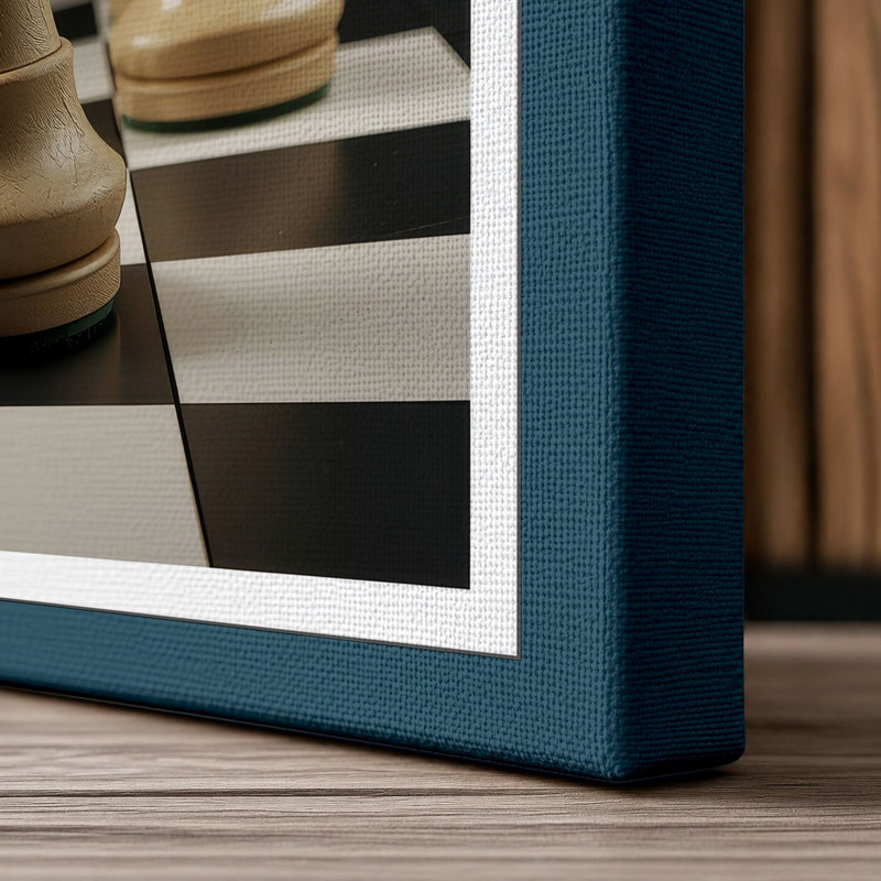 Chess Symmetry Minimalist - Wrapped Canvas, 18x12 - 45.7 x 30.5 cm, Teal Border