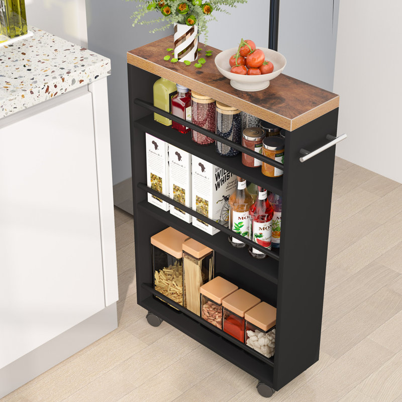 31.5'' H x 19.69'' W Utility Cart with Wheels, Black