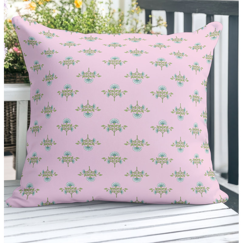 Coussin décoratif d'extérieur Flora, Carré 16 po, Rose