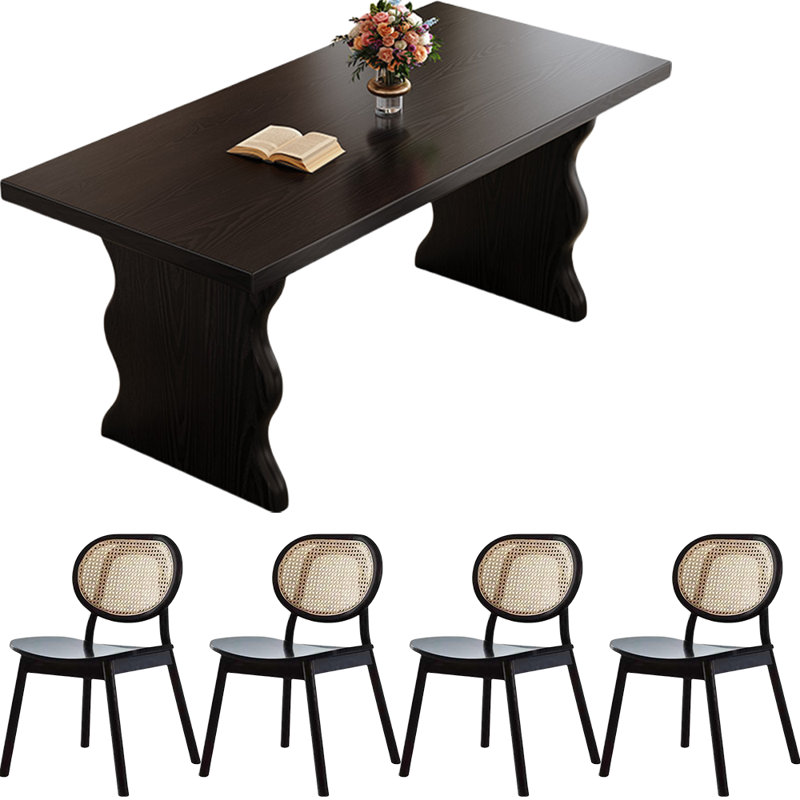 Ensemble de salle à manger Black Wood, H 29,9 po x L 86,6 po x l 34,6 po