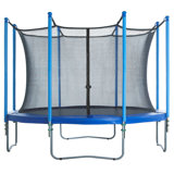 12ft Trampoline Safety Enclosure Set | 8 Poles, Net, Foam Sleeves, Pole Caps, Clamps for Round Frame