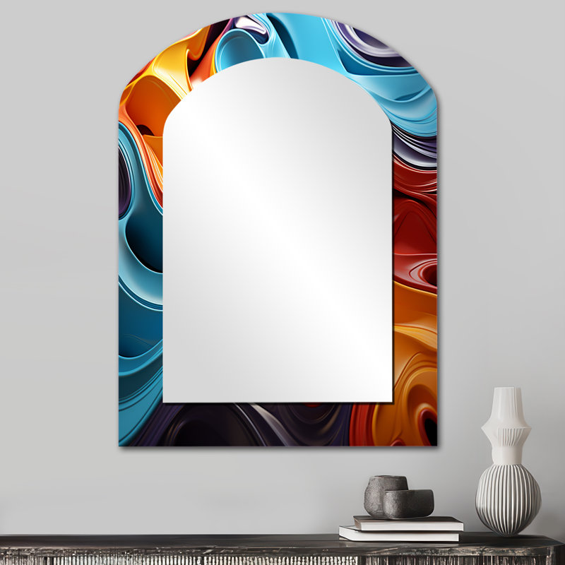 Multicolore Op Art Fluid Mirage - Miroir mural arche moderne, 34 po x 25 po