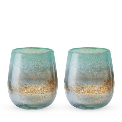 Segunda Vida Playa Bonita Recycled Stemless Wine Glasses, Set of 2