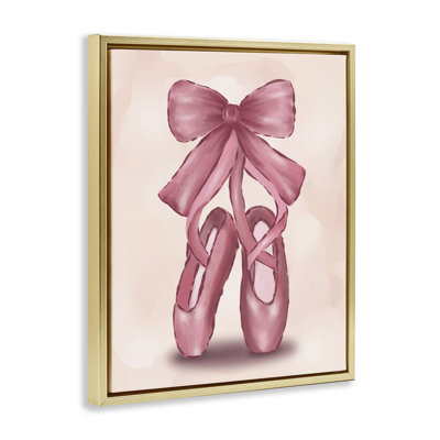 Ballet Slippers Bow Framed Floater Canvas Wall Art by Hey Bre! Creative Studio