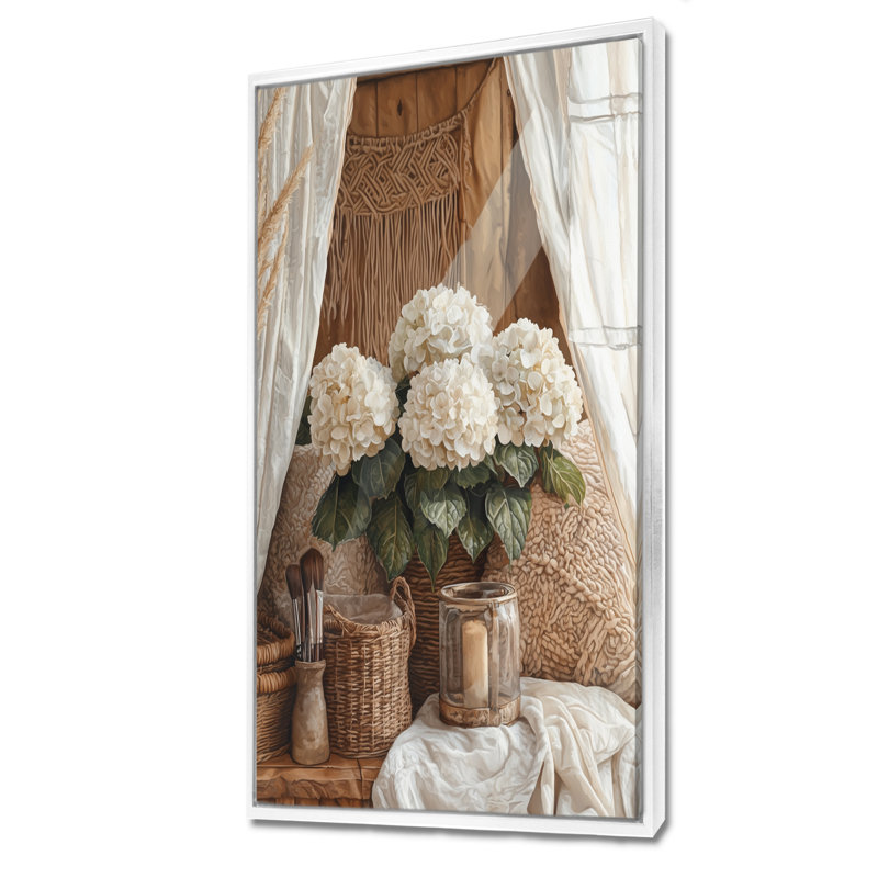 «Goshen Boho Hydrangeas» par The Boho Tent II - Hydrangea, reproduction d'art sur toile encadrée, H 60 po x l 28 po, Blanc