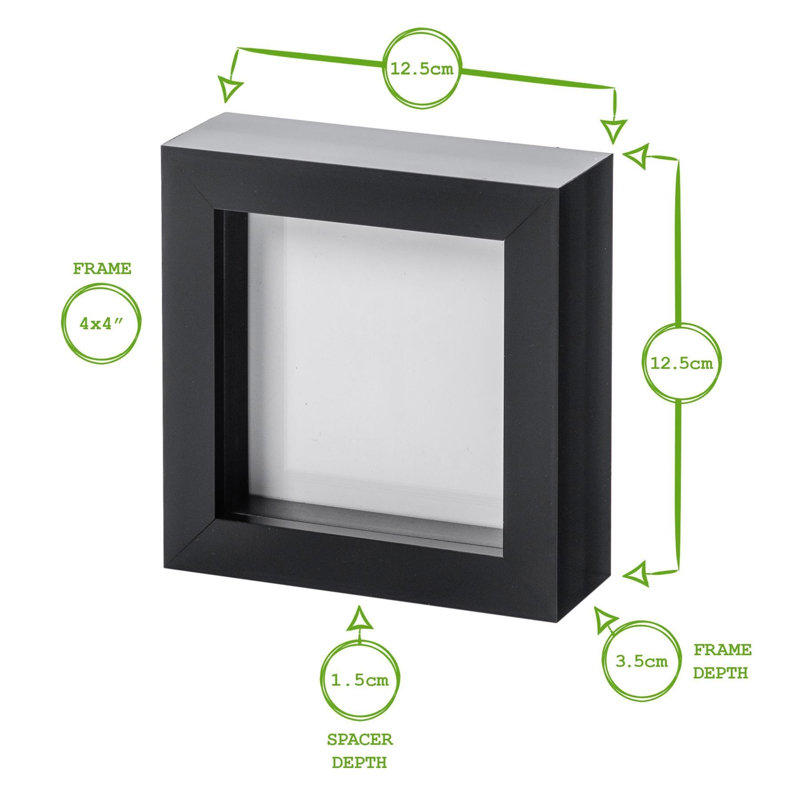 Nicola Spring - 3D Box Photo Frames - 4" x 4" - White