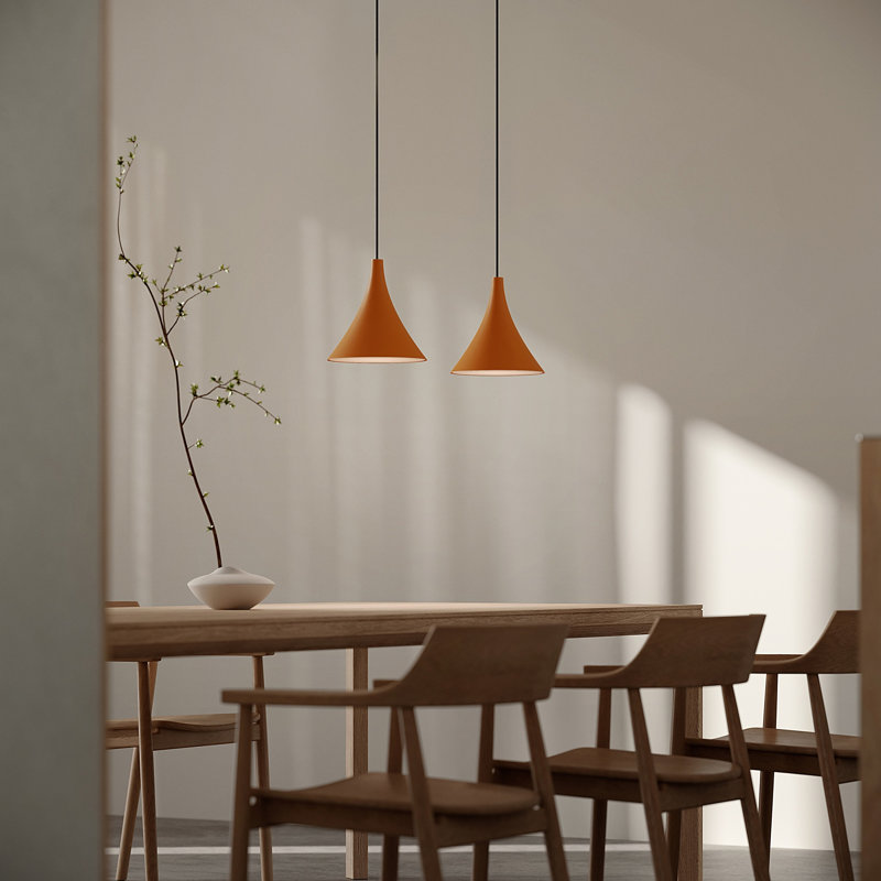 Gota Pendant Light, Persimmon, Black, 14" H x 9.84" W x 9.84" D