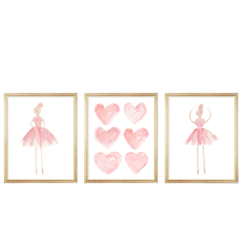 «Little Girls Ballet», impressions sur papier, Tout rosé, H 10 po x l 8 po x P 0,06 po