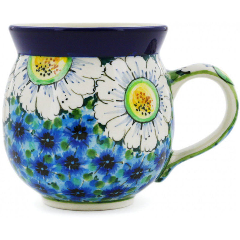 Grande tasse à bulles en grès 12 oz - Pensées et marguerites