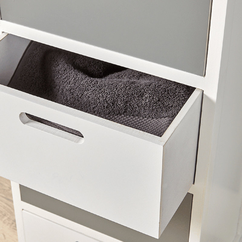 Chacon Fully Assembled 5 Drawer Chest White Grey
