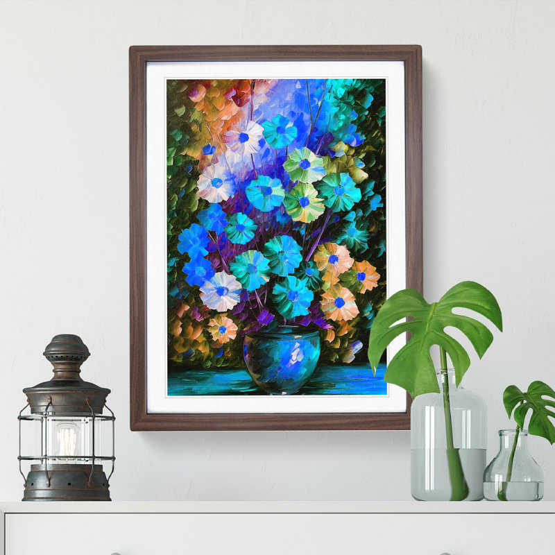 Vase Of Flowers No.5 - Single Picture Frame Painting, 34cm H x 25cm W x 2cm D, Walnut 
