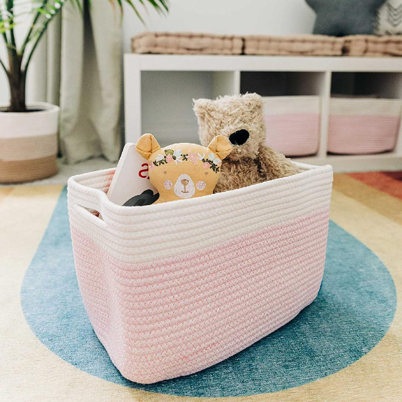 Panier en tissu, Rose / blanc cassé