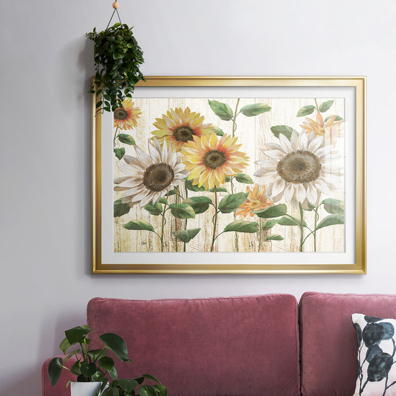 Sunflower Surprise, reproduction d'art encadrée, Or, H 30 po x l 44 po x P 1,5 po