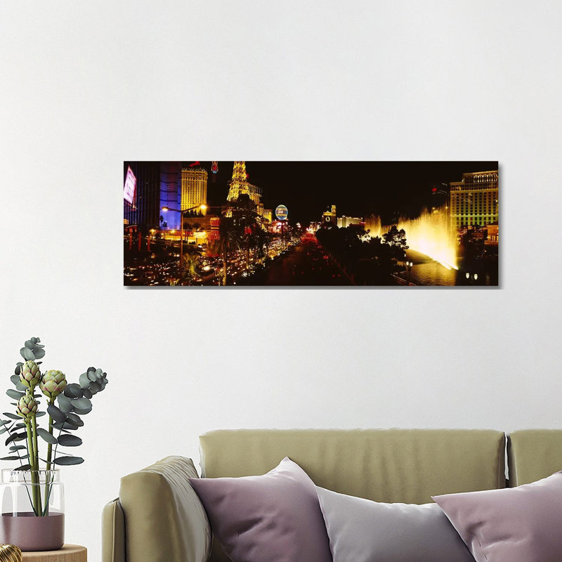 Buildings Lit Up At Night, Las Vegas, Nevada, USA #4 - Wrapped Canvas Panoramic Print, 121.92 cm H x 40.64 cm W x 1.91 cm D