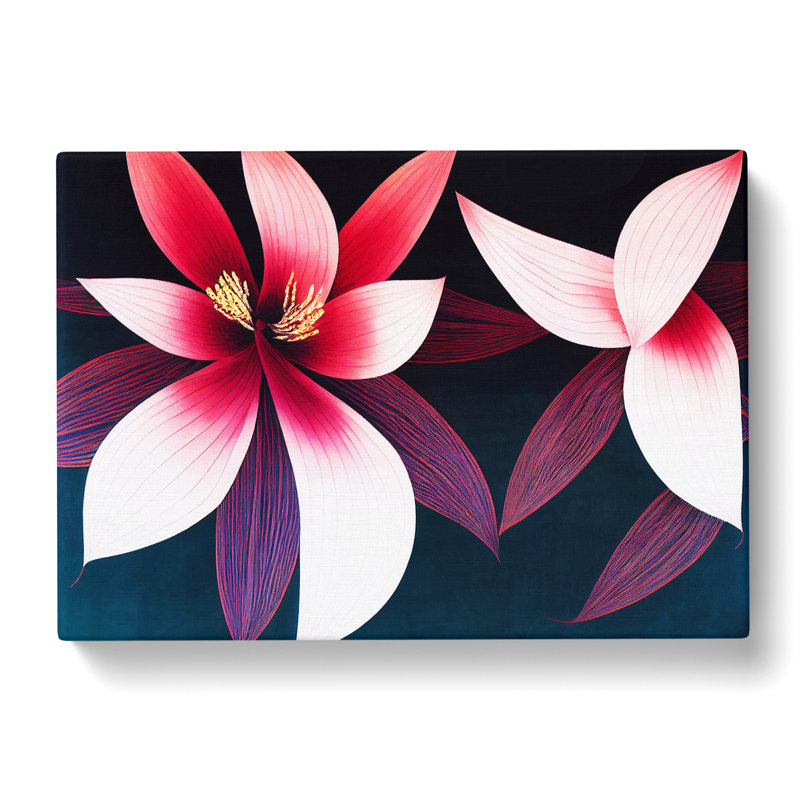 Beguiling Modern Flowers - Wrapped Canvas Print, 40cm H x 60cm W x 3cm D