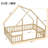 Full Wood House Floor Bed with Fence & Guardrails, Kids Floor Bed Frame, Bedroom Furniture, Natural