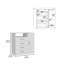 Commode 4 tiroirs, 1 tablette ouverte, plateau supérieur, armoire à une porte, blanc