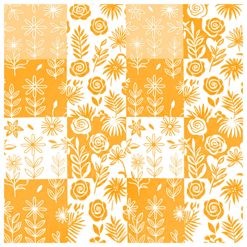 Orange Floral Pattern Duvet Covers, Twin