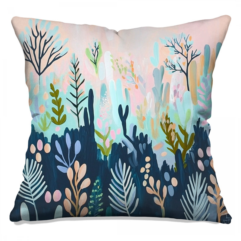 Coussin Botanical, coussins double face nature, Carré de 20 po, Motif floral vert