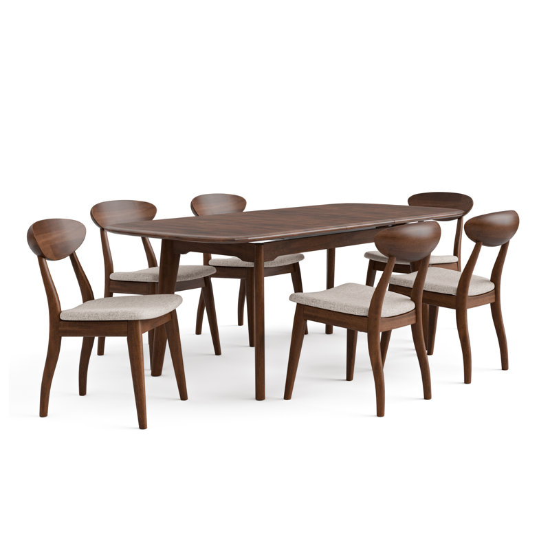 Rozella 7-Piece Dining Table Set, 7 Pieces: Table, 6 Chairs, Cream