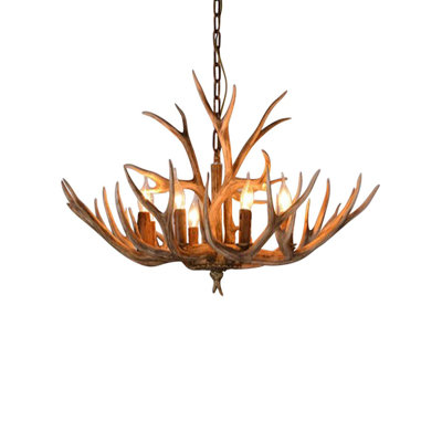 Décoration de plafond en forme de corne de cerf rétro 6 lumières Escher