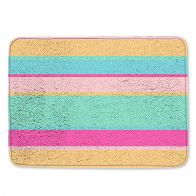 Tapis de bain multicolore à rayures horizontales