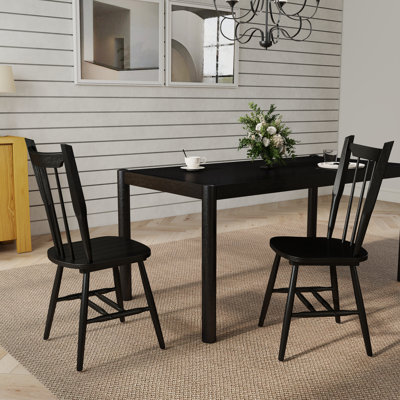 Ensemble de salle à manger Modern Farmhouse - Table en bois massif et chaises Windsor - Ensemble de cuisine 3/5/7 pièces en plusieurs finitions